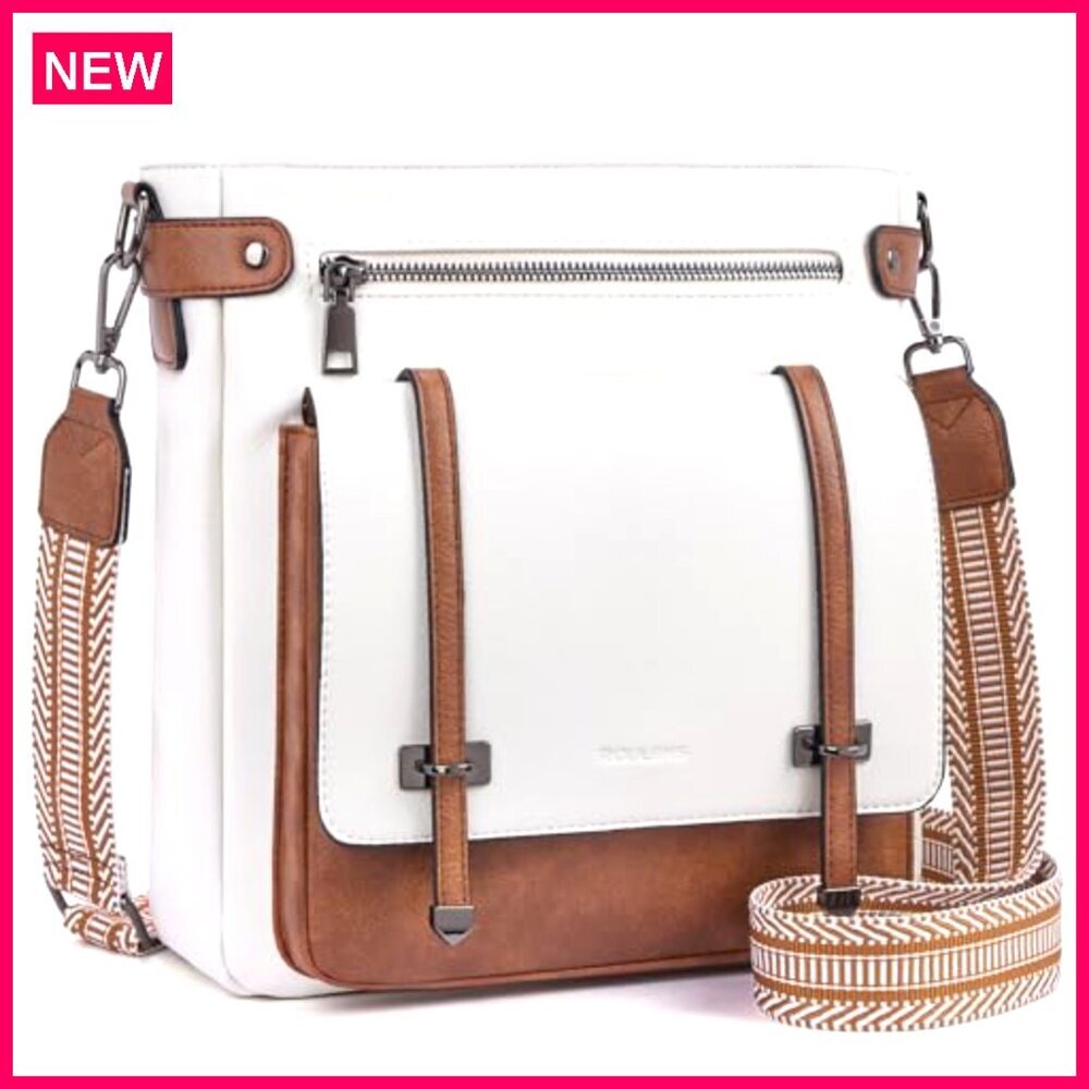 Vegan Leather Crossbody Bag with Multiple Pockets Adjustable Strap Travel Purse - Picture 2 of 8